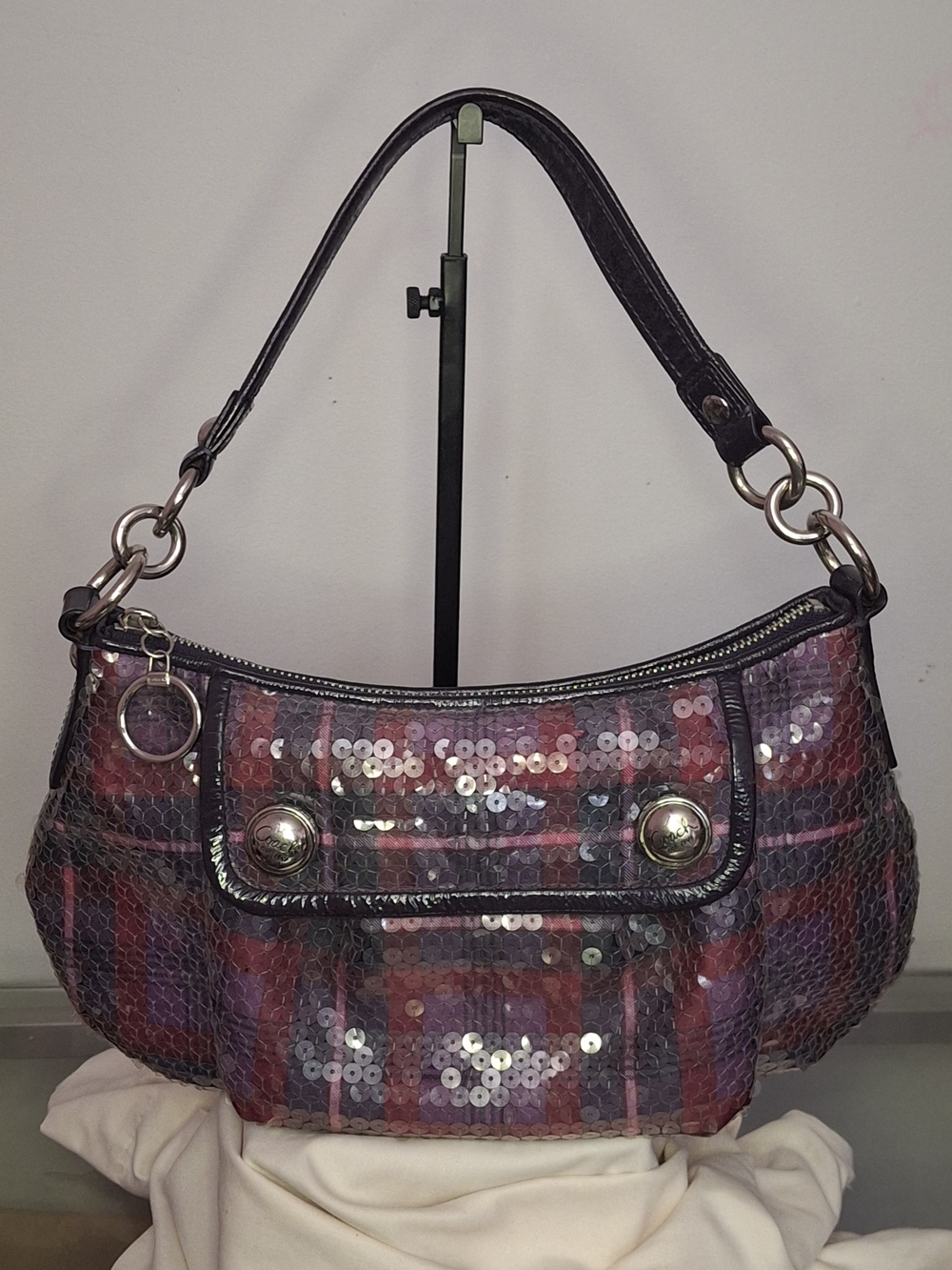 Coach Poppy Sequin Tartan Groovy Crossbody Bag